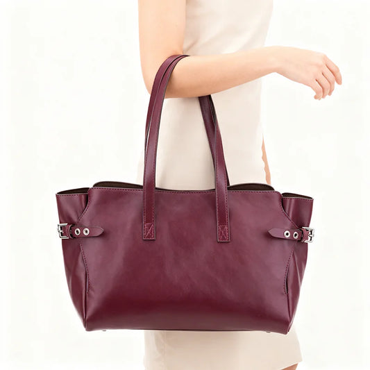 Bag Set: Tote Bag With Matching Purse,Designer Wing Style Women Underarm Shoulder Bag,Large Capacity Spacious Handbag,Burgundy